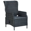 vidaXL Reclining Patio Chair with Cushions, Poly Rattan, Dark Gray - 3 of 4