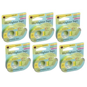 6pk Removable Highlighter Tape Yellow - Lee Products: Translucent Adhesive, 0.5" Width, 720" Length, Plastic Material - 1 of 2