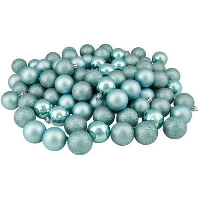 Northlight 96ct Shatterproof 4-Finish Christmas Ball Tree Ornament Set 1.5" - Blue