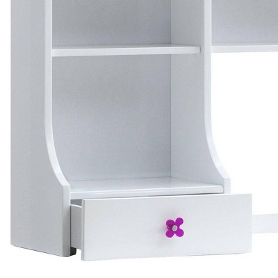 Meyer White Wood Desk Hutch with Storage Drawer