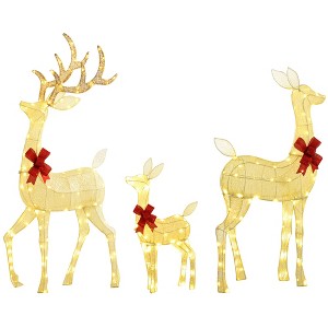 Aghana Digitals Gold Lighted Reindeer Family Set: 3-Piece Outdoor Christmas Decor with 283 Warm - 1 of 4