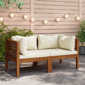 vidaXL Corner Sofas 2 pcs Cushions Solid Acacia Wood - 1 of 4