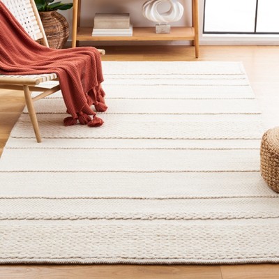 Ivory Handwoven Wool Flatweave Area Rug, 3' x 5'