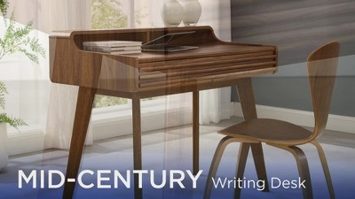 Oak Mid-Century Modern Writing Desk with Drawer