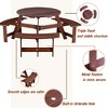 6-Person Outdoor Patio Wooden Round Picnic Table with 3 Built-in Benches and Umbrella Hole - 3 of 4
