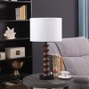 27.5" Coastal Wood-Look Table Lamp – Dark Cherry Finish + White Linen Drum Shade - 4 of 4