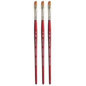 Princeton Velvetouch Angle Shader Brush, Synthetic Bristles, Short Handle Mixed Media Paintbrush, Scarlet, Size 1/4 inch, Pack of 3 - 1 of 4