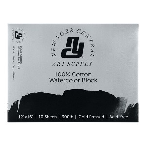 New York Central Watercolor Block, 300 lb Cold Press, Pack of 10, Archival Watercolor Paper for Artists, Students, Gelatin Sized, Durable Water Color - 1 of 4