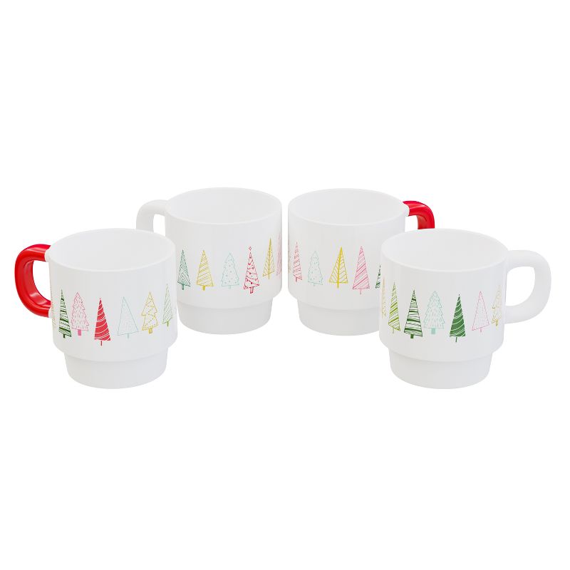 American Atelier Christmas Ceramic Mug & Rack Set - 4 Cups & Standing Metal Rack for Kitchen Countertop, Tabletop, Island, or Café Display, 14 oz, 4 of 5