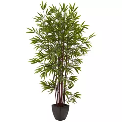 72" Artificial Bamboo Tree in Planter Black - Nearly Natural