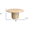 HomeRoots 60" Natural and Brown Rounded Solid Wood Pedestal Base Dining Table - 3 of 4
