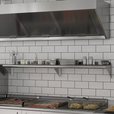 Whizmax 12" x 72" Stainless Steel Wall Mount Shelf with Backsplash