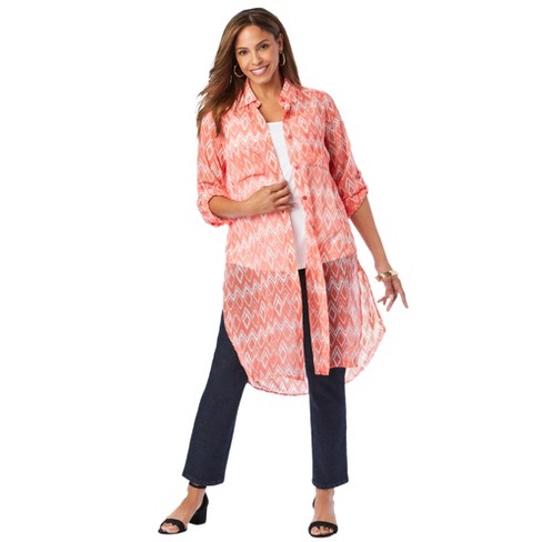 Jessica London Women’s Plus Size Sheer Georgette Mega Tunic, 16 W ...