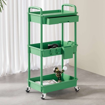 BEAFUP 3 Tier Rolling Storage Cart,Utility Cart With Drawers,Utility Cart Rolling Storage Organizer Tool For Kitchen,Bathroom,Living Room
