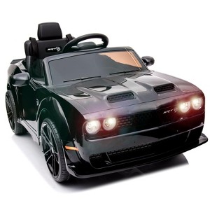 Licensed Dodge Challenger 12V Kids Ride-On Car, Electric Vehicle with Remote Control, LED Headlights, Battery Display - 1 of 4