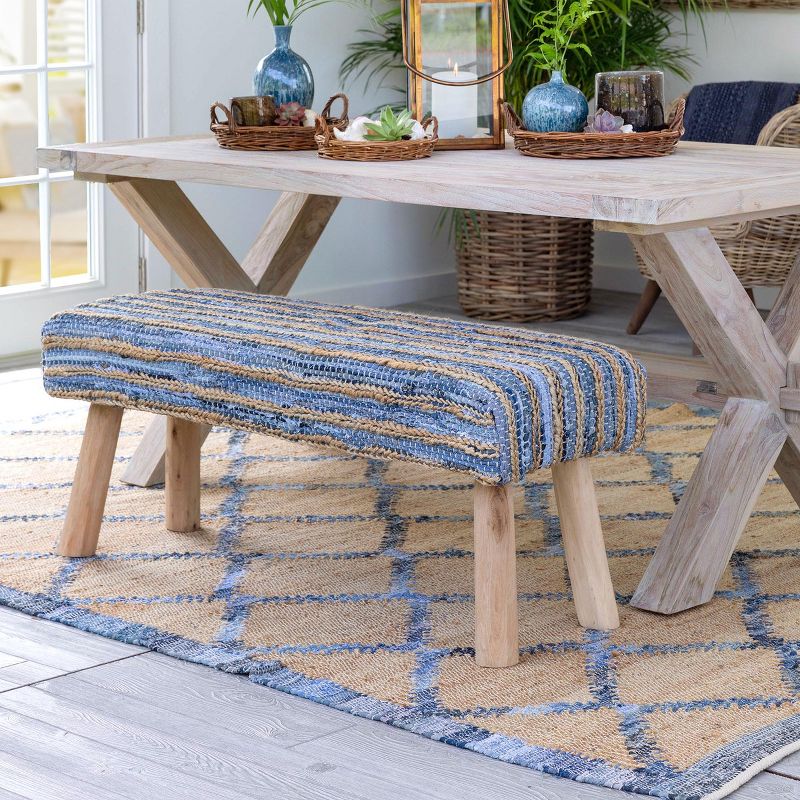 Park Hill Collection Hemp and Recycled Denim Windowpane Pattern Rug, 7'9" x 9'9", 2 of 3