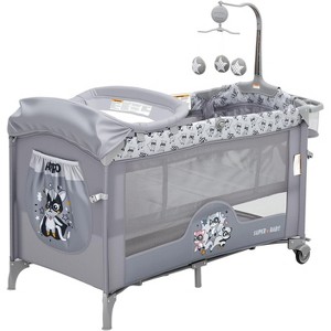 4-in-1 Portable Baby Bassinet & Playpen with Detachable Changing Table, Storage Bag, Toy Bar and Locking Wheels,Light Grey - 1 of 4
