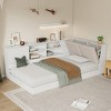 VYNXARIA White Wooden Twin Size L - shaped Daybed: Corner Bed with Storage, Upholstered Headboard & USB Ports for Small Spaces - 3 of 4