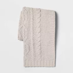 Cable Knit Chenille Throw Blanket Neutral - Threshold™