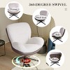 Modern Swivel Accent Chair,Chenille and Faux Leather 360° Club Chair with Black Metal Base for Living Room Bedroom Office-Baofuwish - 3 of 4