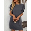 Women's Crew Neck Flounce Cap Sleeve Casual Basic Loose Summer Tunic Mini Dresses - 4 of 4