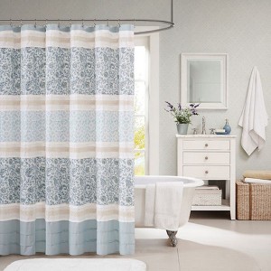 Delicate Print Botanical Lightweight Microfiber Shower Curtain with Ultra-Soft Touch - 1 of 4