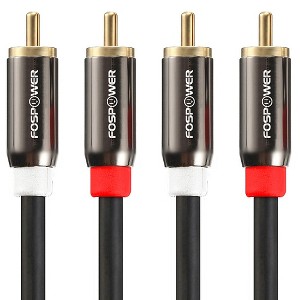 FosPower [24K Gold-Plated] Premium 2 RCA Audio Cable - 6FT, Male to Male, 2 RCA to 2 RCA Cable [Left/Right] - Black - 1 of 4