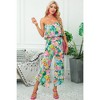 Amaryllis Women's Strapless Ruffle Hem Jumpsuit Smocked Waist Wide Leg Flowy One-Piece Effortless Outfit - 4 of 4