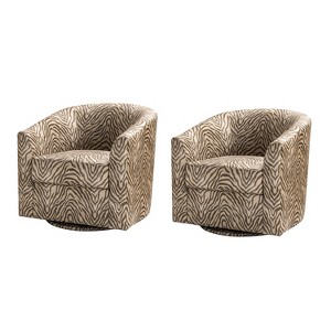 Set of 2 Liria Wooden Upholstered Barrel Chair for Livingroom with Metal Swivel Base | ARTFUL LIVING DESIGN - 1 of 4