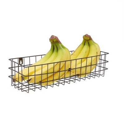 Set of 3 Black Wire Wall Mounted Storage Baskets