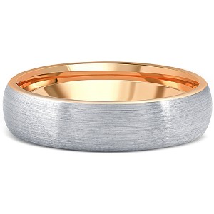 Pompeii3 Men's Brushed Tungsten & Rose Gold Plated Two Tone 6mm Ring Wedding Band - 1 of 4