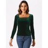 INSPIRE CHIC Women's Velvet Square Neck Long Sleeve Casual Blouses - 4 of 4