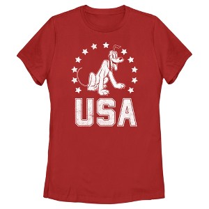 Women's Mickey & Friends Fourth of July USA Pluto T-Shirt - 1 of 4