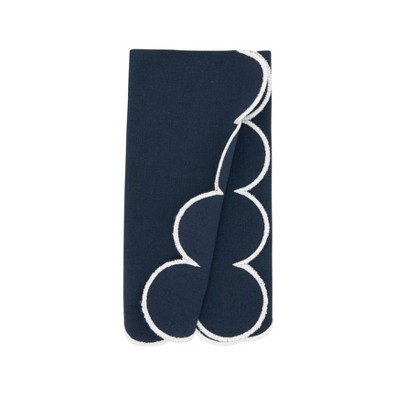 Navy Blue Cotton Scalloped Hem Napkins Set of 4