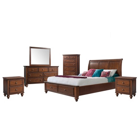 Channing Storage 6pc Bedroom Set Cherry Picket House Furnishings