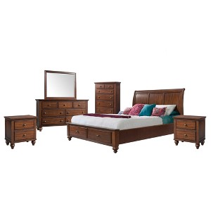 6pc Channing King Storage Bedroom Set Cherry - Picket House Furnishings