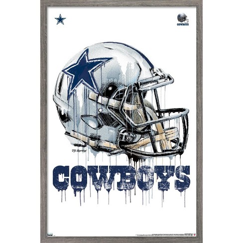 Trends International NFL Dallas Cowboys - Drip Helmet 20 Framed Wall Poster Prints Barnwood Framed Version 22.375' x 34'