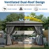 10'x12'/10'x10' Outdoor Gazebo, Patio Double Roofs Canopy Tent with Mosquito Netting and Privacy Screens for Garden, Lawn -ModernLuxe - 4 of 4