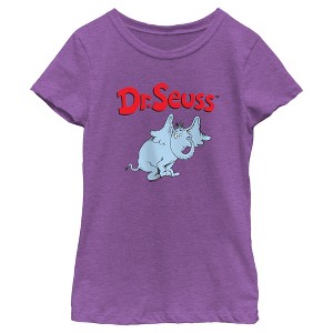 Girl's Dr. Seuss Horton Portrait  T-Shirt - Purple Berry - Medium - 1 of 4