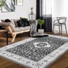 Washable Vintage Printed Rug Non Slip Low Pile Rug Soft Throw Floor Cover Foldable Indoor Carpet for Living Room Bedroom Playroom - 2 of 4