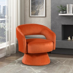 Velvet Upholstery Solid Wood Swivel Modern Luxury Accent Chair with Foam Padding, Attached Cushions and 360-Degree Swivel - 1 of 4