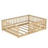 CAVINAS Full Size Wood Montessori Bed with Fence and Door,Modern Floor Bed with Slats,Toddler Bed for Bedroom - 4 of 4