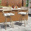 Crestlive Products Aluminum Outdoor Swivel Woodgrain Finish Bar Stools with Sunbrella Cushion Set of 2 - 2 of 4
