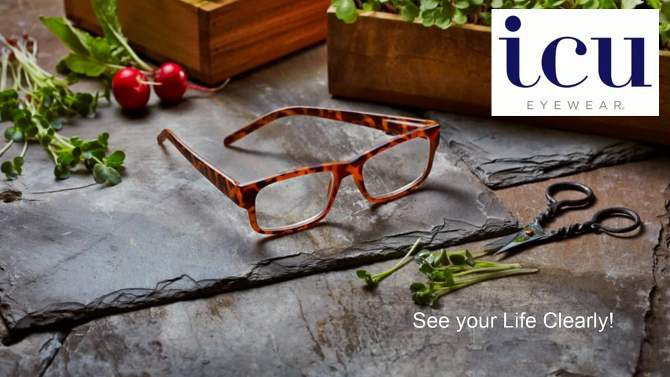 ICU Eyewear Wink Highland Tortoise Rectangle Reading Glasses, 2 of 10, play video