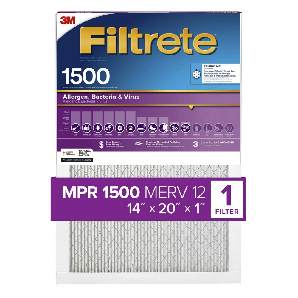 Filtrete 14x20x1 Allergen Bacteria and Virus Air Filter 1500 MPR
