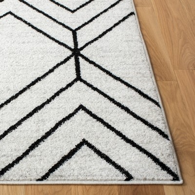 Adirondack Light Grey and Black Geometric Square Rug