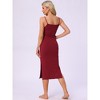 INSPIRE CHIC Women's Sleeveless Ribbed Knit Bodycon Split Slit Summer Midi Camisole Nightgowns - 4 of 4