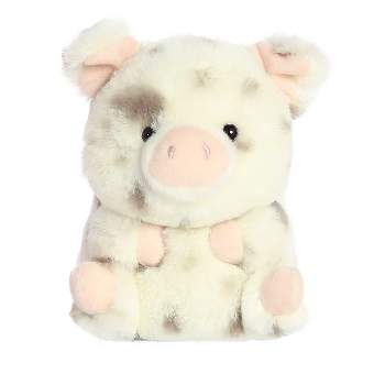 Aurora Mini Periwinkle Pig Rolly Pet Round Stuffed Animal White 5.5"