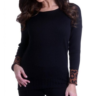 Women's Leopard Sleeve Sweater - ANGEL
