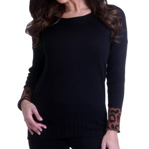 Women's Leopard Sleeve Sweater - ANGEL - 1 of 2